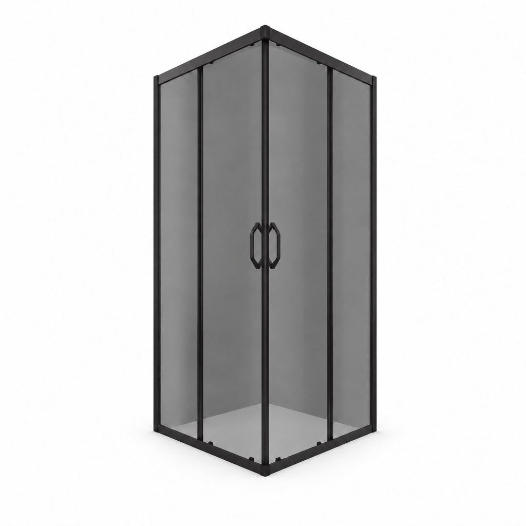 Kabina prysznicowa IDEAL PLUS 80x80 cm, kwadratowa, czarna, na niski brodzik, szkło przyciemniane, bez brodzika