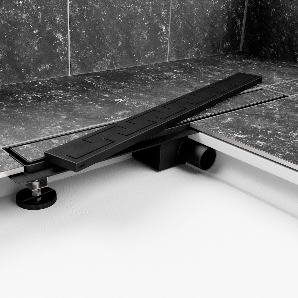 Odwodnienie prysznicowe BEST DRAIN PLUS 70 cm, suchy syfon, płytka + greek, 3w1 czarny mat