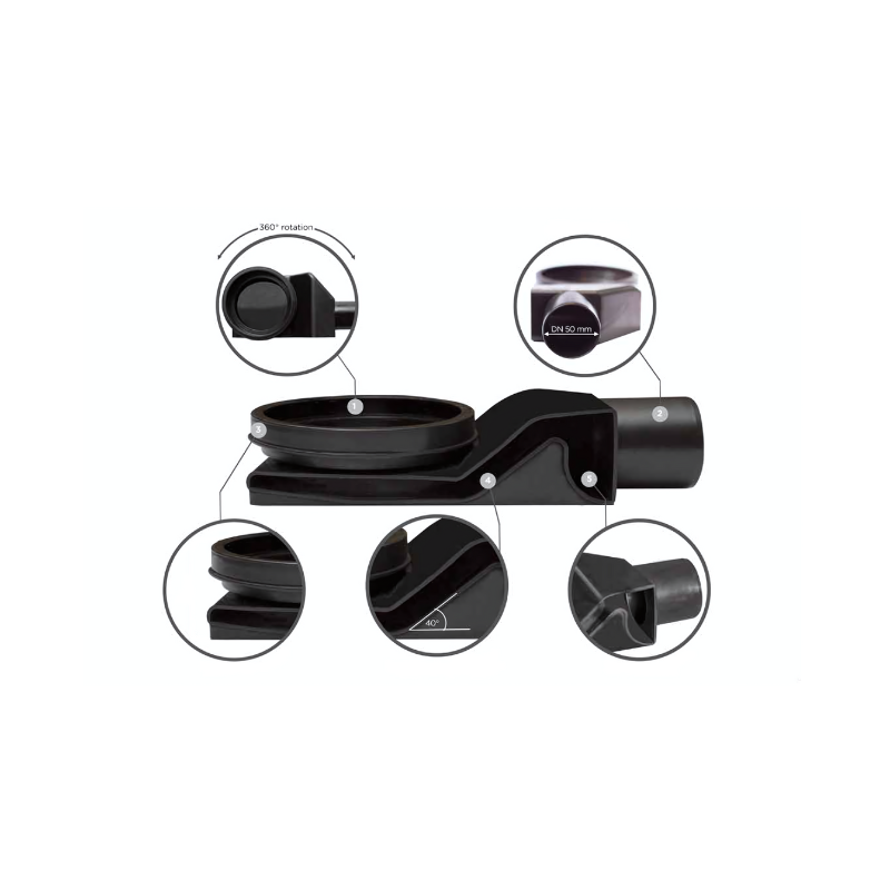 Odwodnienie prysznicowe FRAMELESS Line Black Glass 55 cm