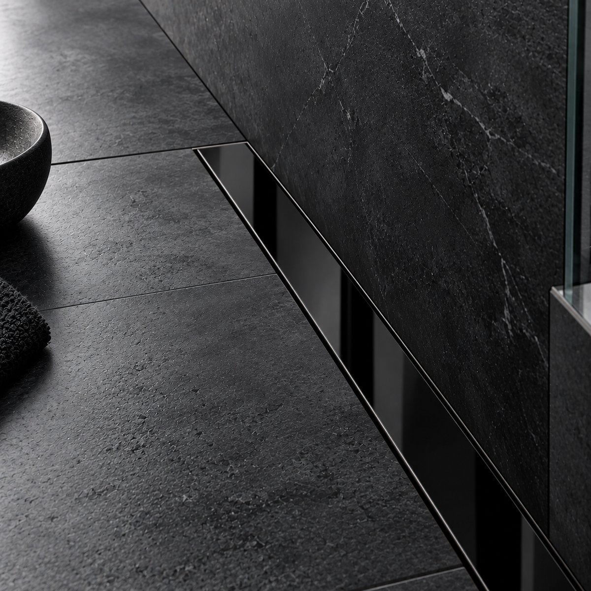 Odwodnienie prysznicowe FRAMELESS Line Black Glass 55 cm