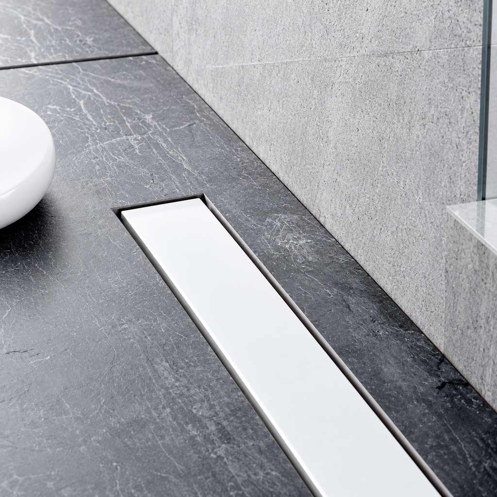 Odwodnienie prysznicowe FRAMELESS Line White Glass 85 cm