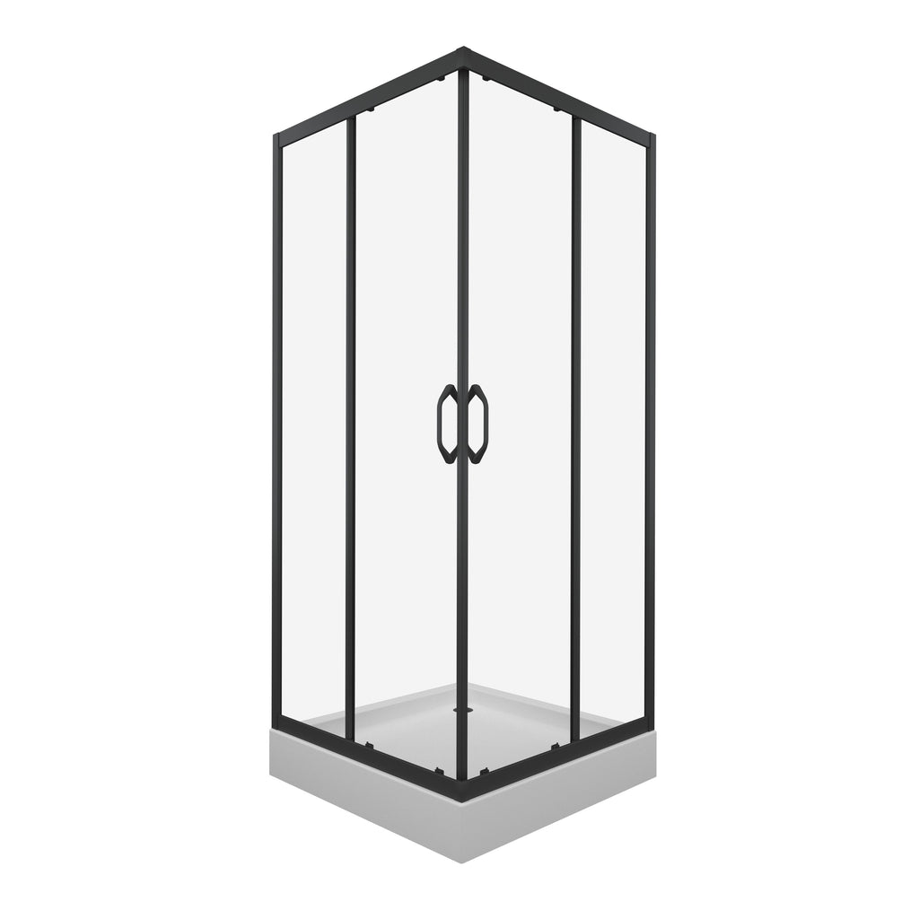 Kabina prysznicowa HOBBY PLUS 90x90 cm, szkło transparentne 5mm, profil czarny, z brodzikiem, kwadratowa