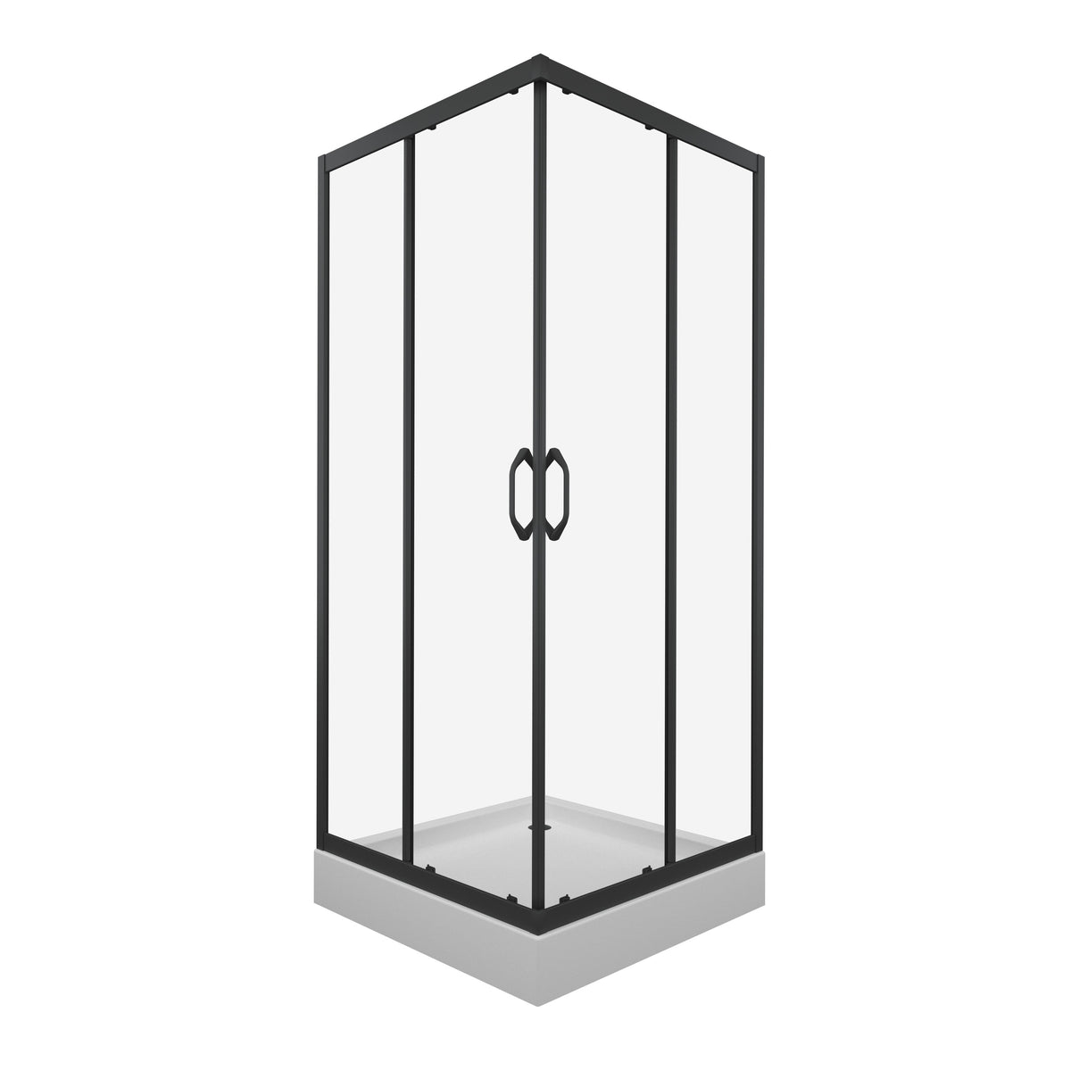 Kabina prysznicowa HOBBY PLUS 90x90 cm, szkło transparentne 5mm, profil czarny, z brodzikiem, kwadratowa
