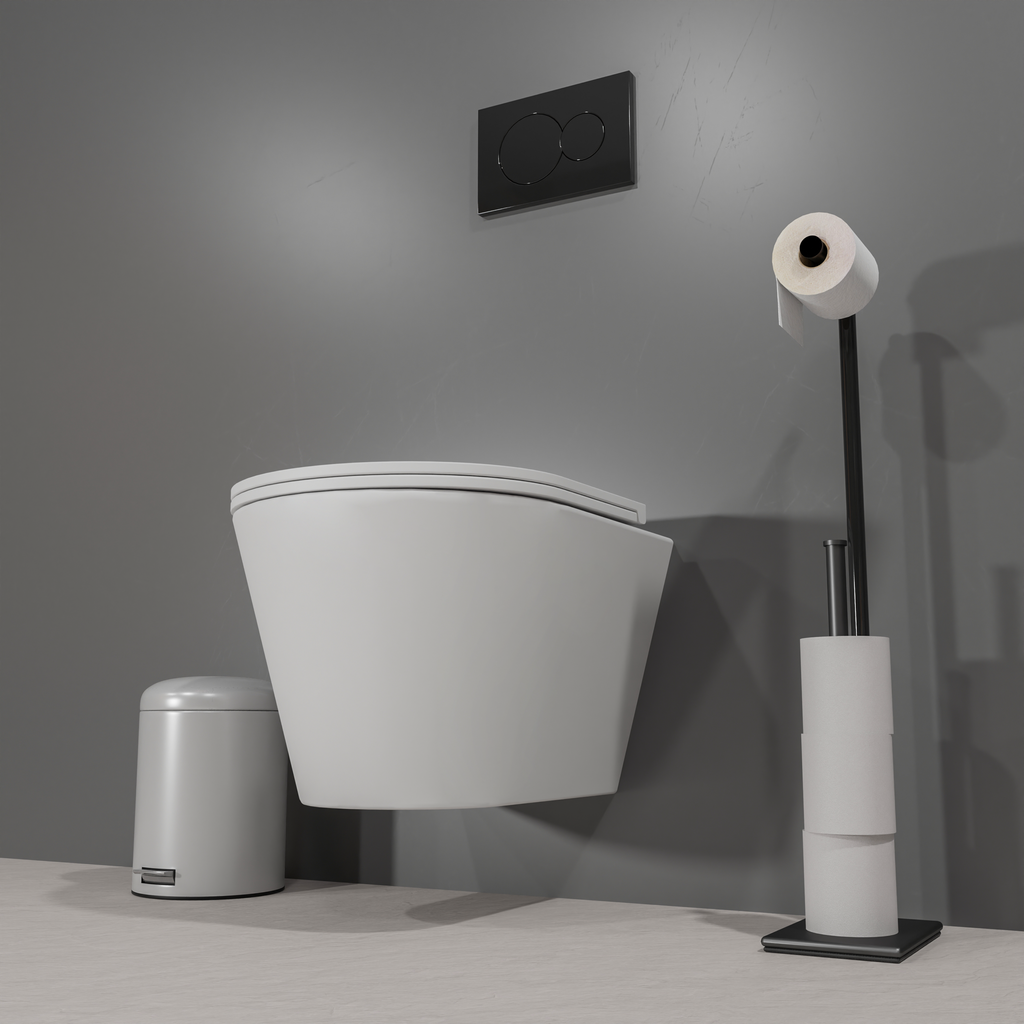Miska wc ARENA podwieszana bezkołnierzowa z deską, biała