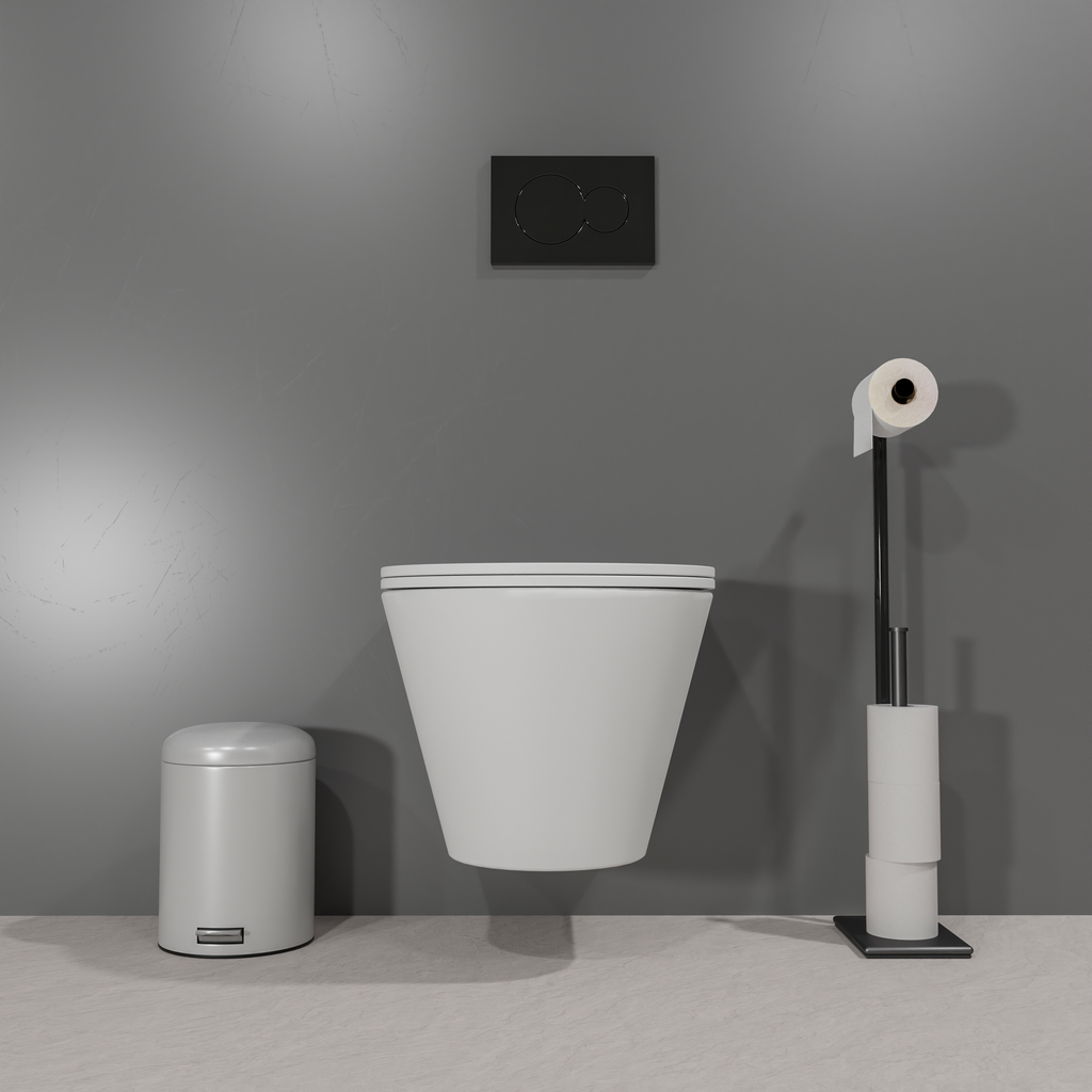 Miska wc ARENA podwieszana bezkołnierzowa z deską, biała