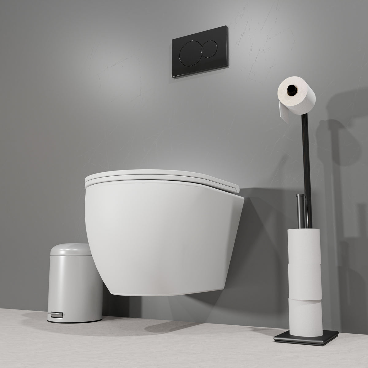 Miska wc SPACE podwieszana bezkołnierzowa z deską, biała