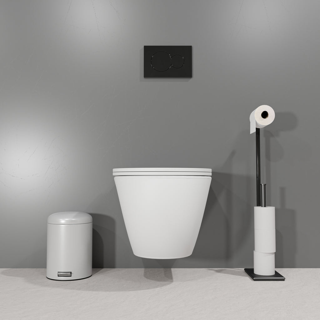 Miska wc SPACE podwieszana bezkołnierzowa z deską, biała